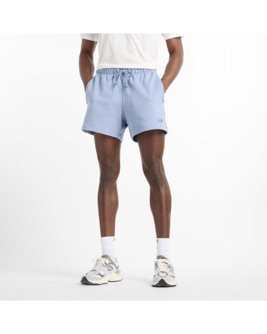New Balance Athletics French Terry Short 5" In Blue Cotton for men