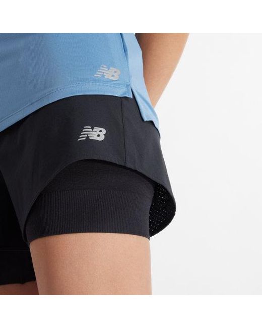 Donna Core Run Short Sleeve, Maglia Di Poliestere, Taglia di New Balance in Blue
