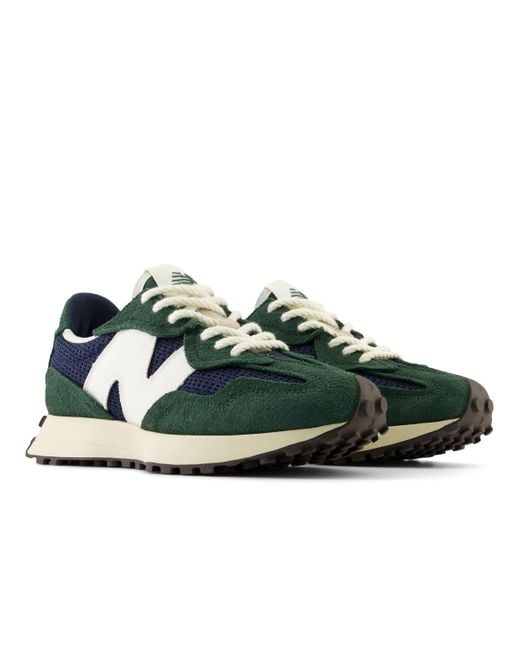 New Balance 327 In Green/grey Suede/mesh