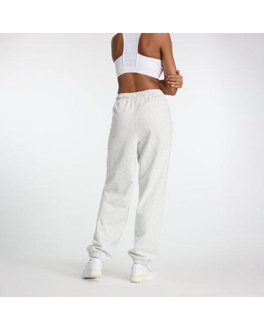 New Balance White Athletics French Terry jogger In Grey Cotton