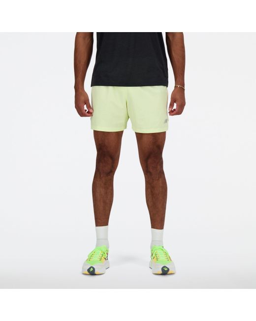 New Balance Yellow Rc Short 5" In Green Polywoven for men