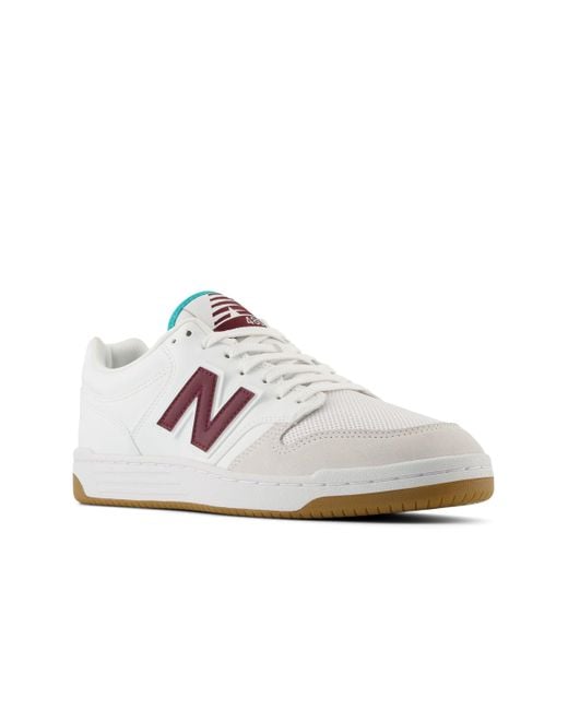 New Balance 480 In White/purple/green Leather for men