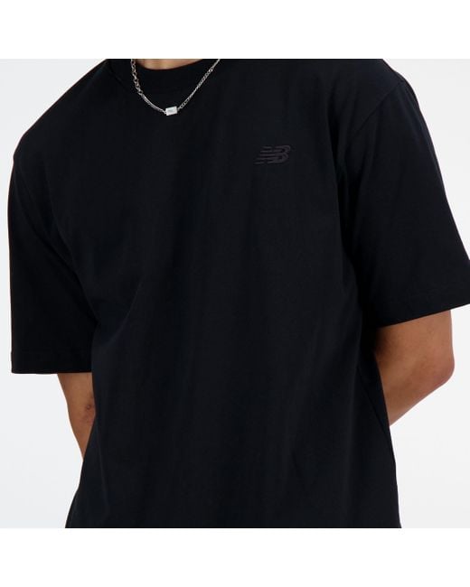 New Balance Athletics Cotton T-shirt in het Black voor heren