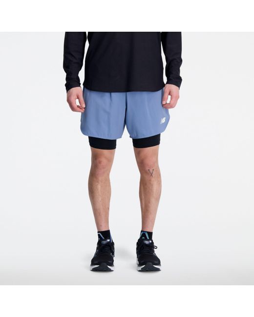New Balance Blue Q Speed 6 Inch 2-in-1 Short In Polywoven for men