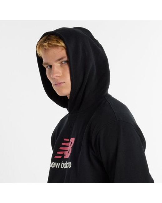 New Balance Black Sweatshirt Athletics French Terry Logo Hoodie for men