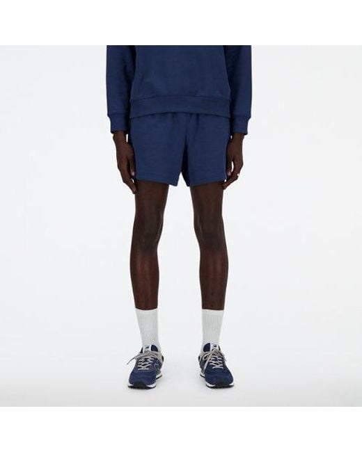 New Balance Athletics French Terry Short 5" In Blue Cotton for men