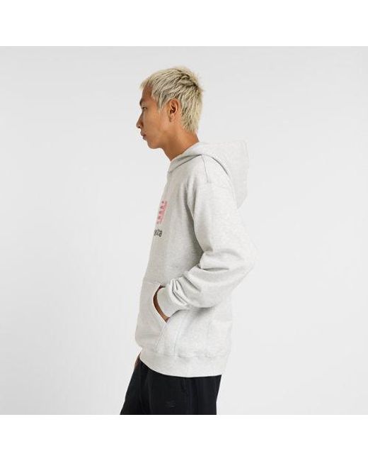 Hombre Athletics French Terry Logo Hoodie En, Algodón, Talla New Balance de hombre de color White