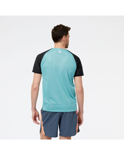 New Balance Blue Accelerate Pacer Short Sleeve In Poly Knit for men