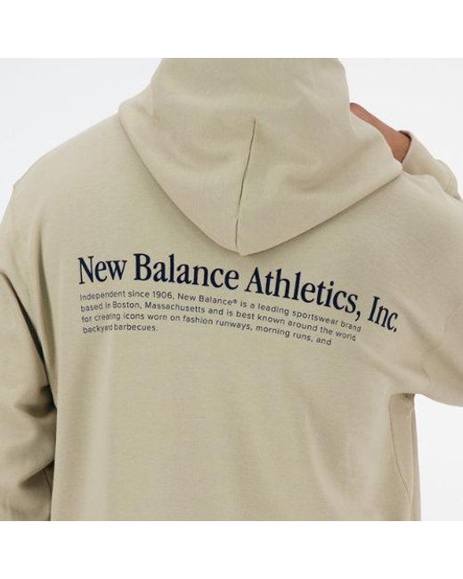 Homme Athletics Embroidered Hoodie En, Cotton Fleece, Taille New Balance pour homme en coloris Natural