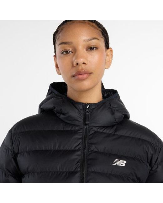 New Balance Black Sport Essentials Hooded Puffer Jacket
