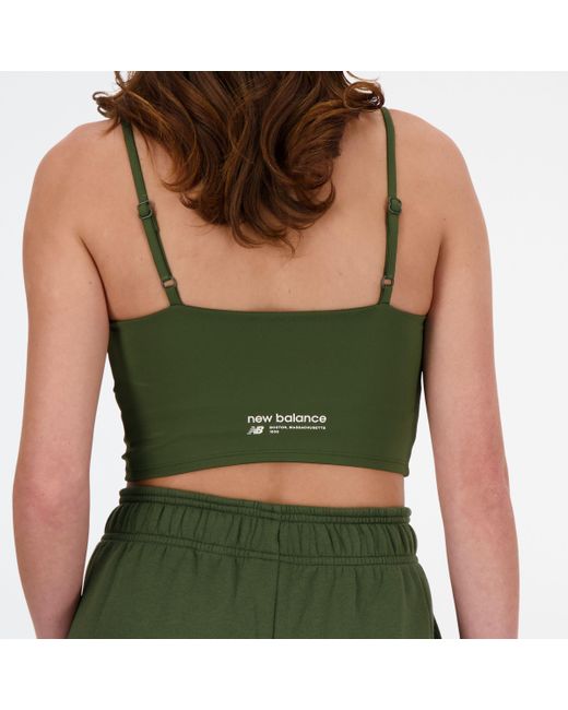 New Balance Nb Harmony Light Support Sports Bra In Green Poly Knit
