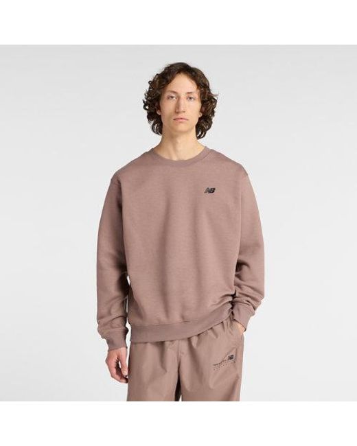 Hombre Linear Graphic Fleece Crew En, Algodón, Talla New Balance de hombre de color Brown