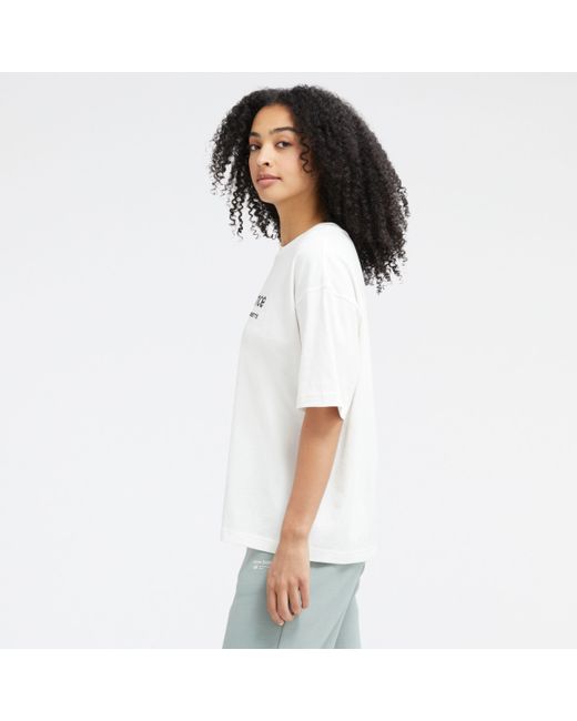 New Balance White Linear heritage jersey oversized t-shirt in weiß