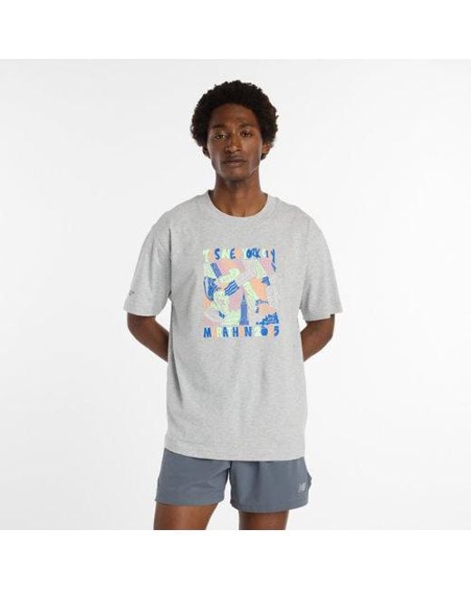 New Balance Gray Nyc Marathon Graphic T-Shirt for men
