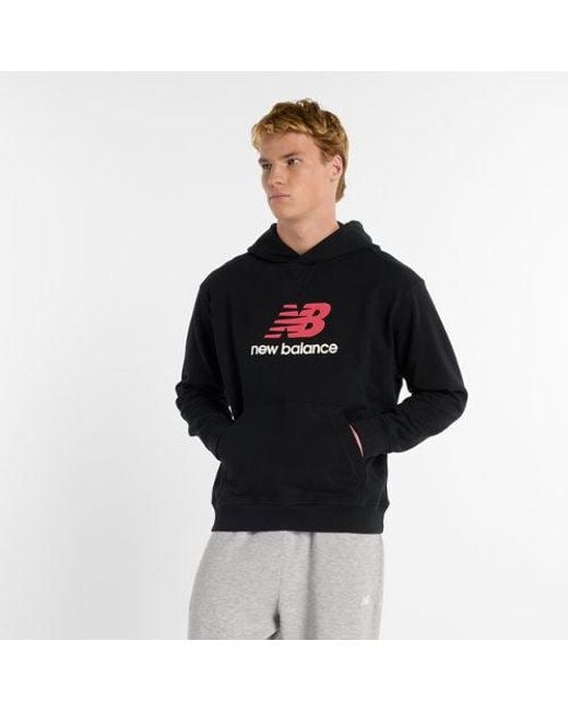 New Balance Black Sweatshirt Athletics French Terry Logo Hoodie for men