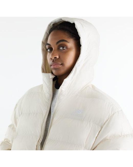 New Balance White Boston Puffer Jacket