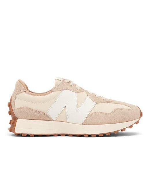 New Balance Pink 327 In Brown/white/beige Suede/mesh for men