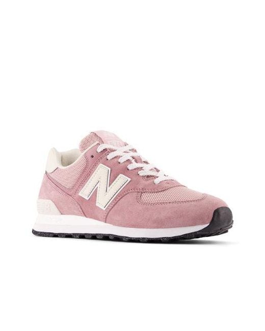 New Balance 574 In Pink/beige Suede/mesh