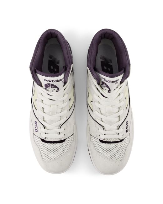 New Balance 650 In White/purple/yellow Leather