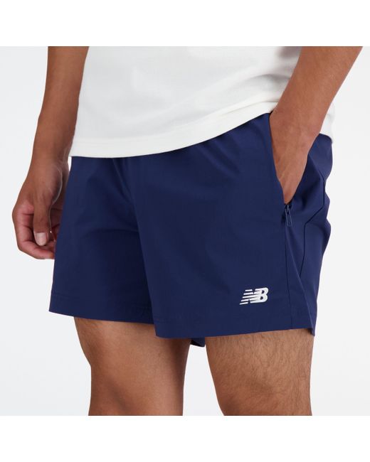 New Balance Athletics Stretch Woven Short 5" In Blue Polywoven for men