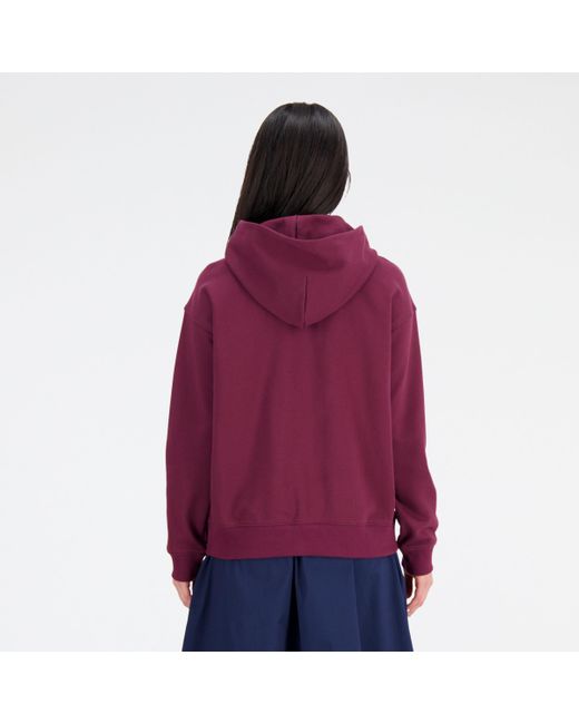 New Balance Purple Sport Essentials Premium Fleece Hoodie In Red Cotton Fleece