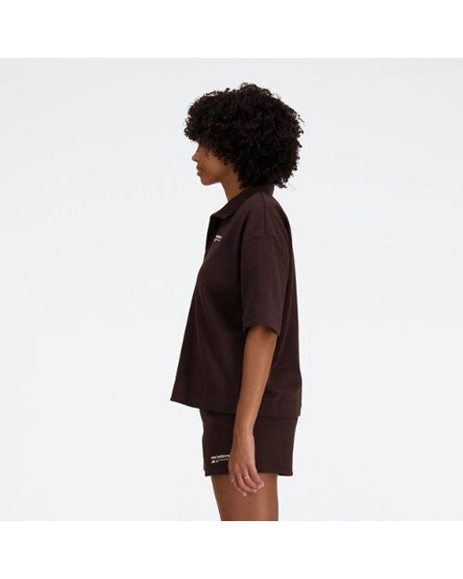 Femme Linear Heritage French Terry Collared Shirt En, Cotton Fleece, Taille New Balance en coloris Multicolor