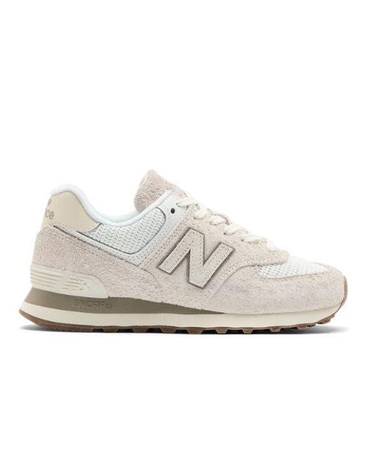 Femme 574 En, Suède/Mesh, Taille New Balance en coloris White