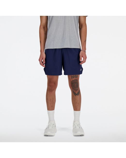 New Balance Rc Short 7" In Blue Polywoven for men