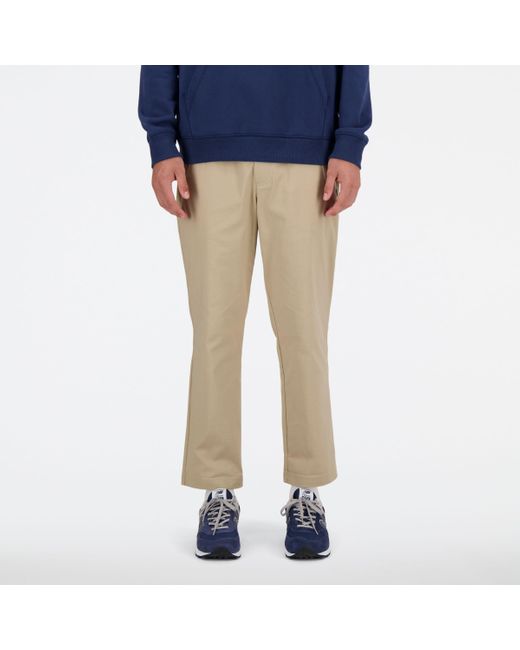 New Balance Blue Twill Straight Pant 28" In Cotton Twill for men