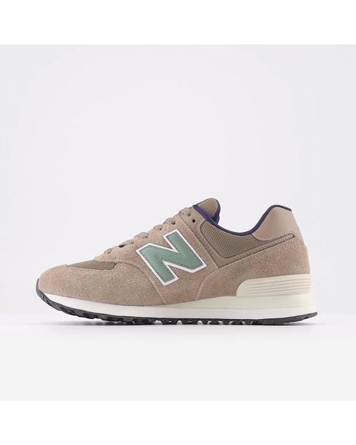 New Balance Gray 574 In Brown/blue Suede/mesh