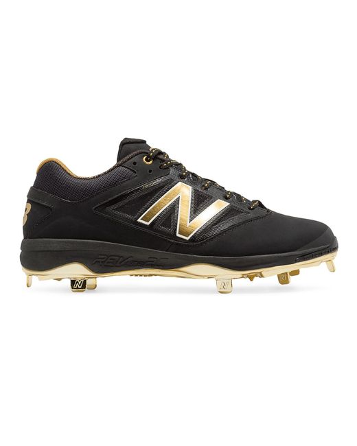 New Balance Black Low-cut Bold And Gold Hero 4040v3 Metal Cleat for men