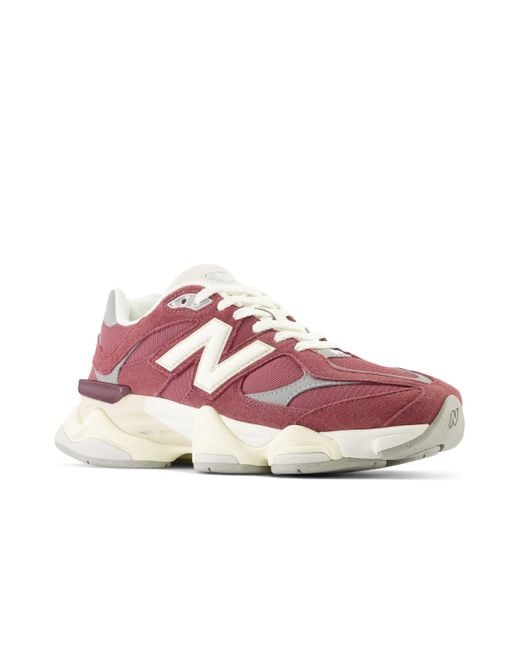 New Balance Pink 9060 In Red/grey/beige Leather