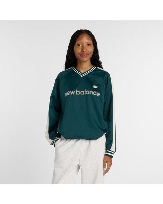New Balance Green Satin Woven Pullover