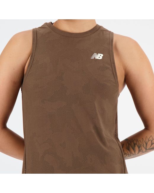 New Balance Q Speed Jacquard Tank In Brown Poly Knit