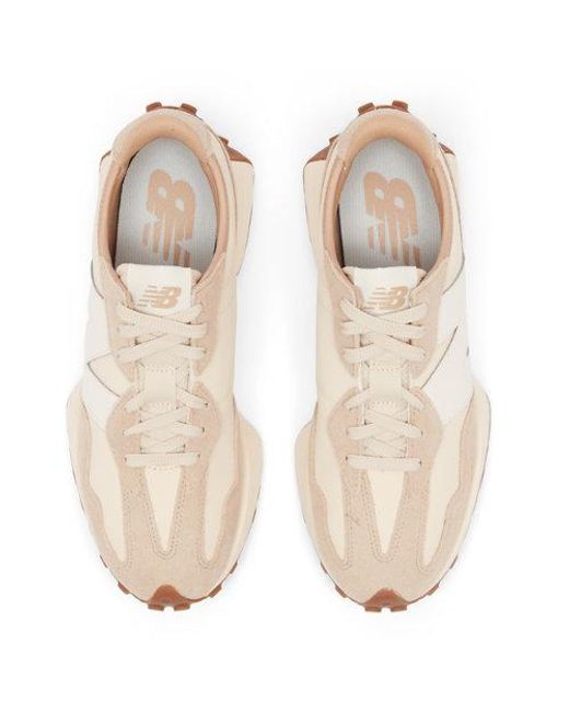 New Balance Pink 327 In Brown/white/beige Suede/mesh for men