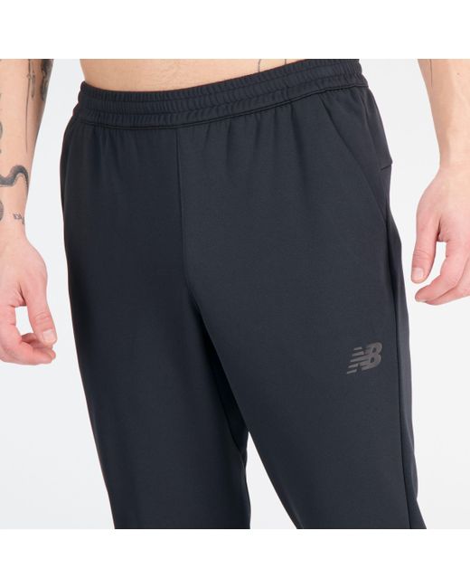New Balance Blue Tenacity Knit Training Pant In Black Poly Knit for men