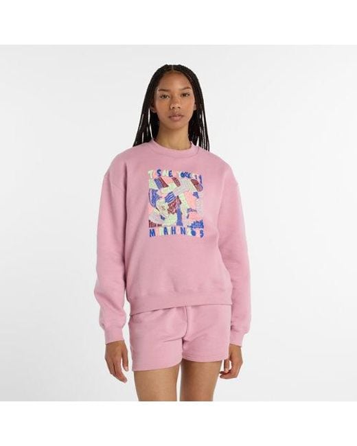 New Balance Pink Nyc Marathon Fleece Crew Shirt