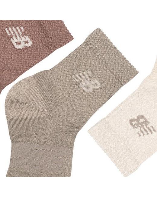 Active Qtr Socks 3 Pack, Poliéster, Talla New Balance de color Brown