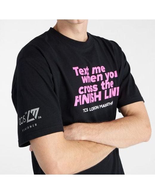 New Balance Black London Edition Finisher Graphic T-Shirt for men