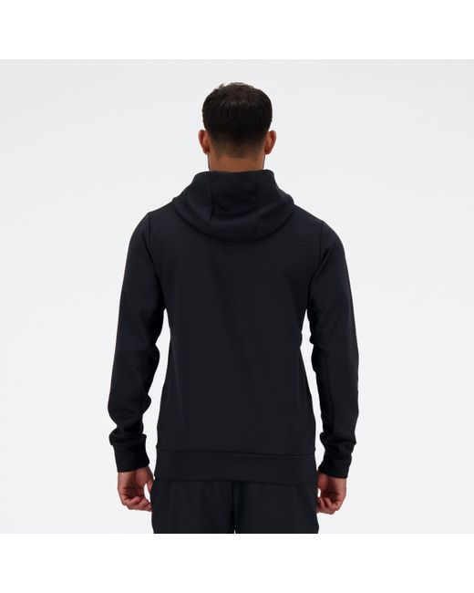 New Balance Blue Tech Knit Hoodie In Black Poly Knit for men