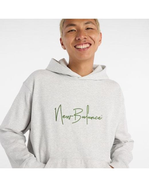 New Balance Gray Athletics Signature Hoodie for men