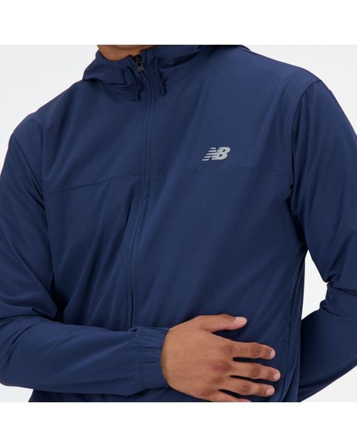 Woven full zip jacket in blu di New Balance in Blue da Uomo