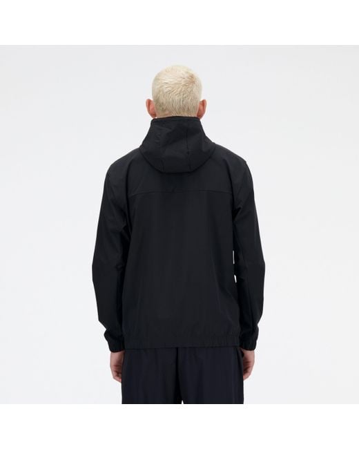 New Balance Woven Full Zip Jacket In Black Polywoven for men