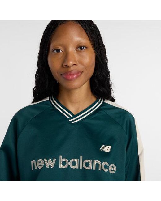 New Balance Green Satin Woven Pullover