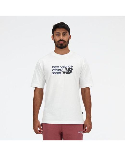 New Balance Brand T Shirt in White for Men Lyst UK