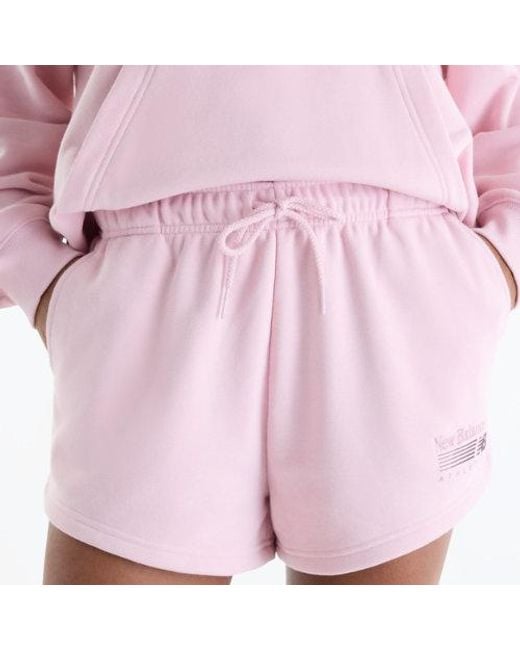 New Balance Pink Trackside French Terry Short