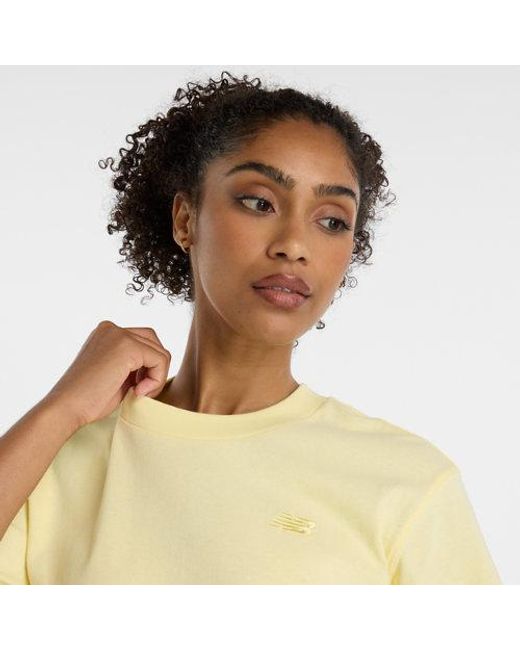 New Balance Yellow Damen Athletics Jersey T-Shirt