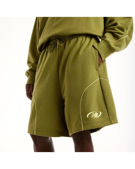 New Balance Green Trackside French Terry Short 7" for men