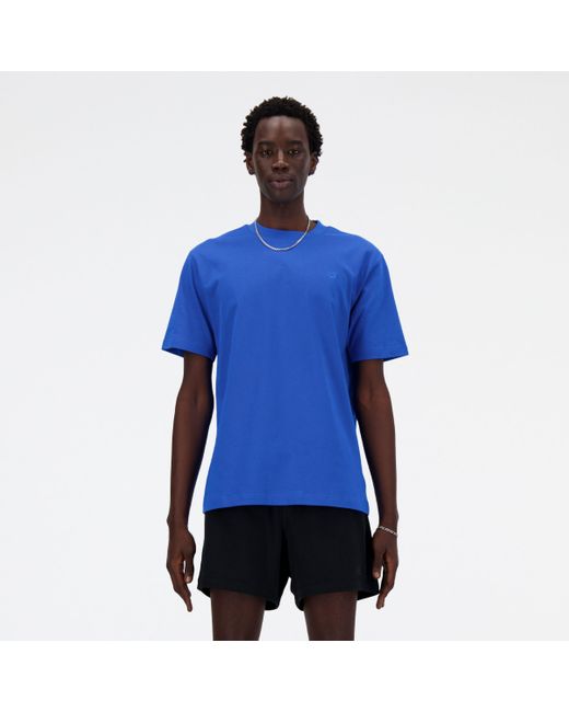 New Balance Blue Athletics Cotton T-shirt for men