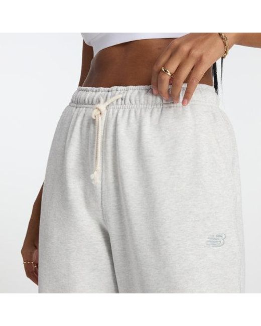 New Balance White Athletics French Terry jogger In Grey Cotton